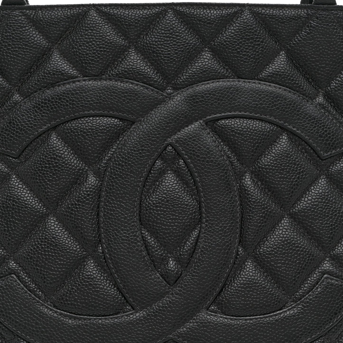 Caviar Quilted Medallion Tote Black