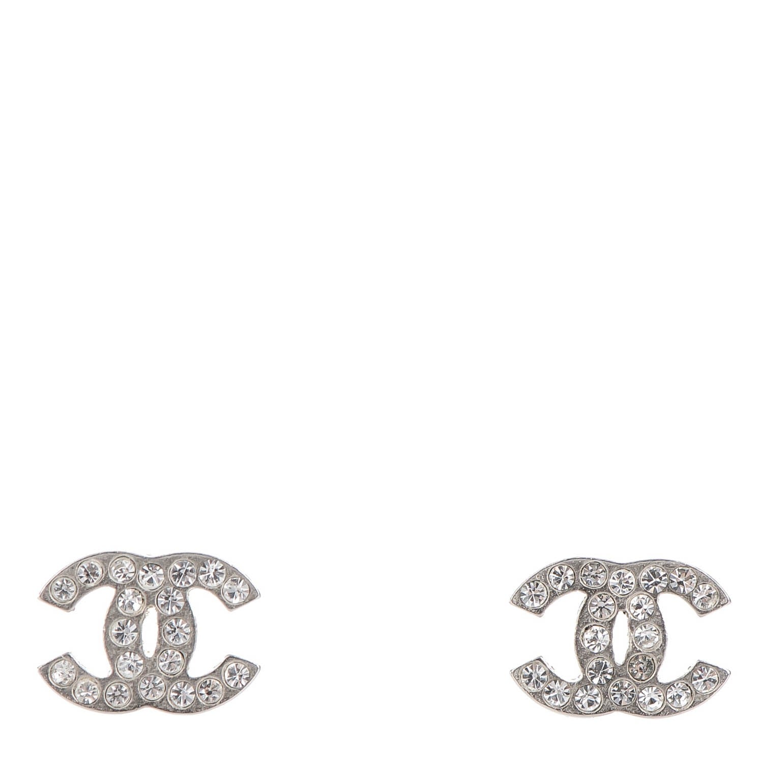 Chanel Crystal Mini Timeless CC Earrings Silver 1 of 5