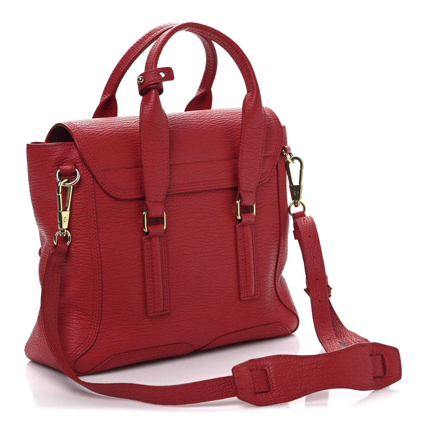 3.1 Phillip Lim Textured Calfskin Medium Pashli Satchel Red 3 of 12