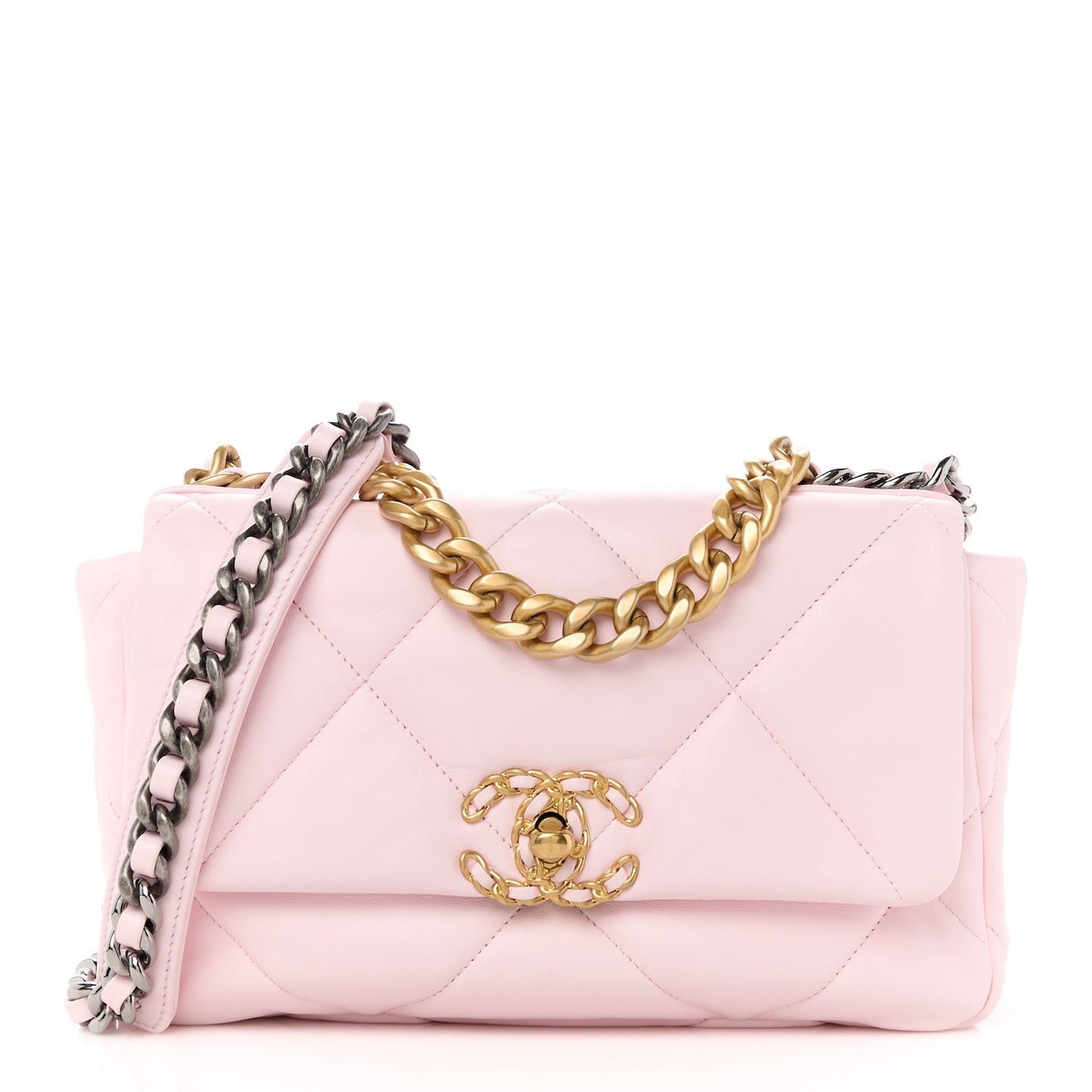 Lambskin Quilted Medium Chanel 19 Flap Light Pink