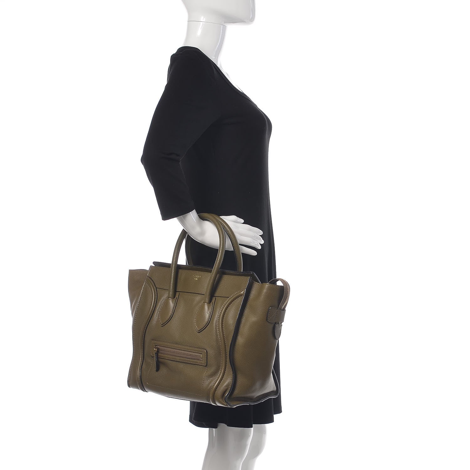 Celine Drummed Calfskin Mini Luggage Jungle 2 of 11