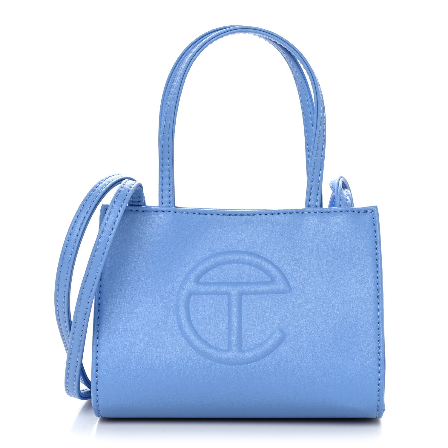 TELFAR Vegan Leather Small Shopping Bag Cerulean FASHIONPHILE