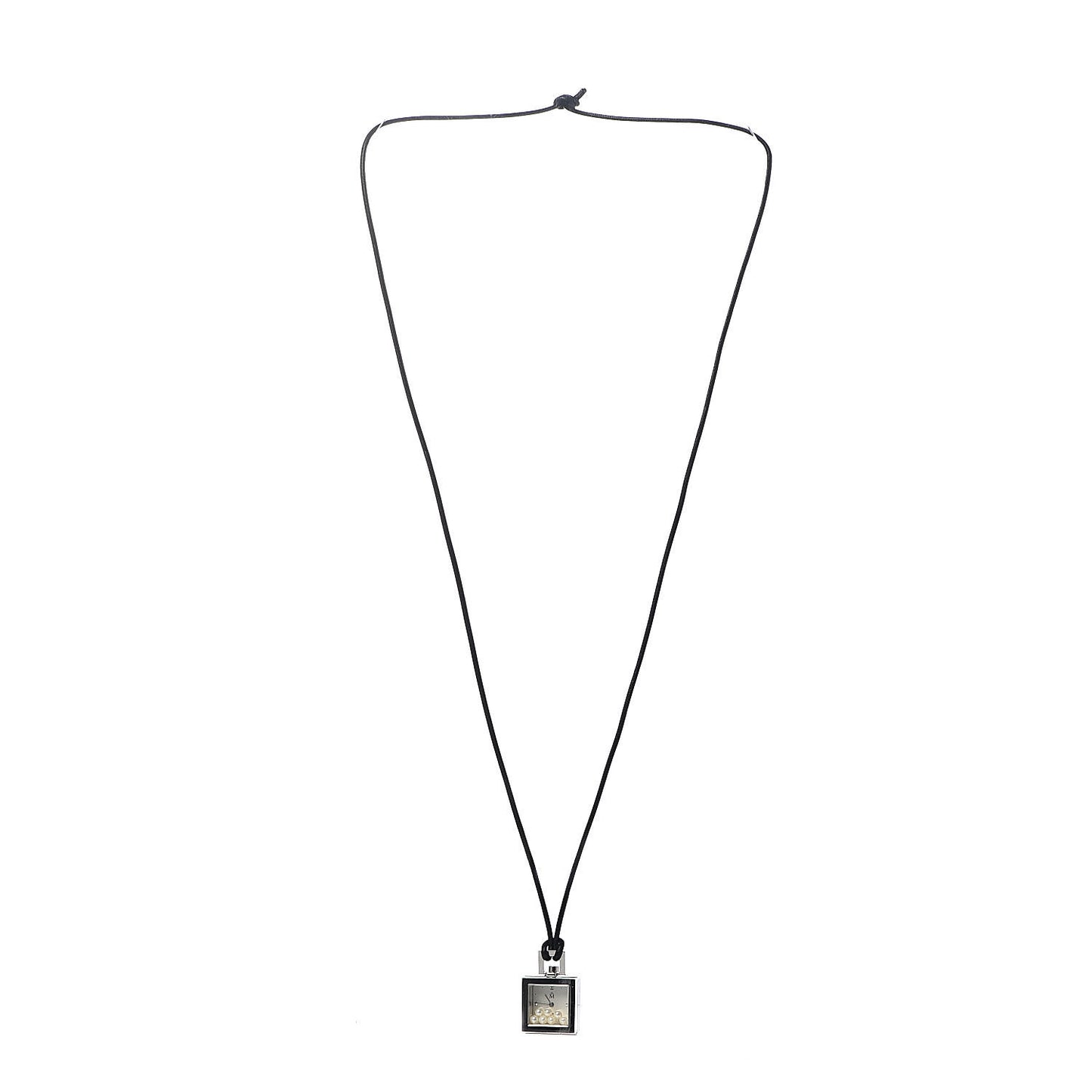 Stainless Steel Floating Pearl Watch Pendant Necklace