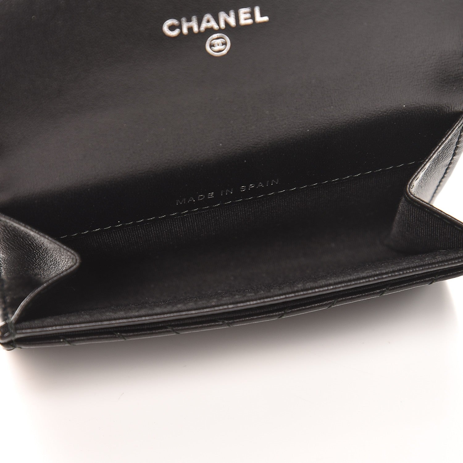 Chanel Lambskin Chevron Quilted Boy Card Holder Wallet Black 5 of 8