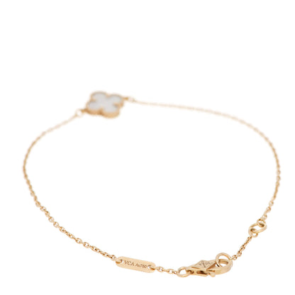 Van Cleef & Arpels 18K Yellow Gold Mother of Pearl Sweet Alhambra Bracelet 3 of 6