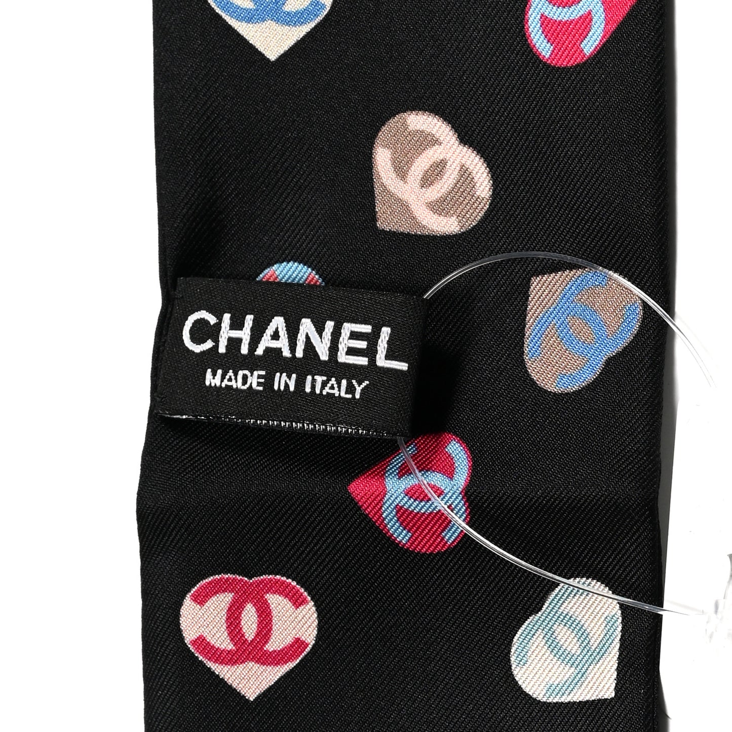 Silk Heart CC Slim Bandeau Scarf Black