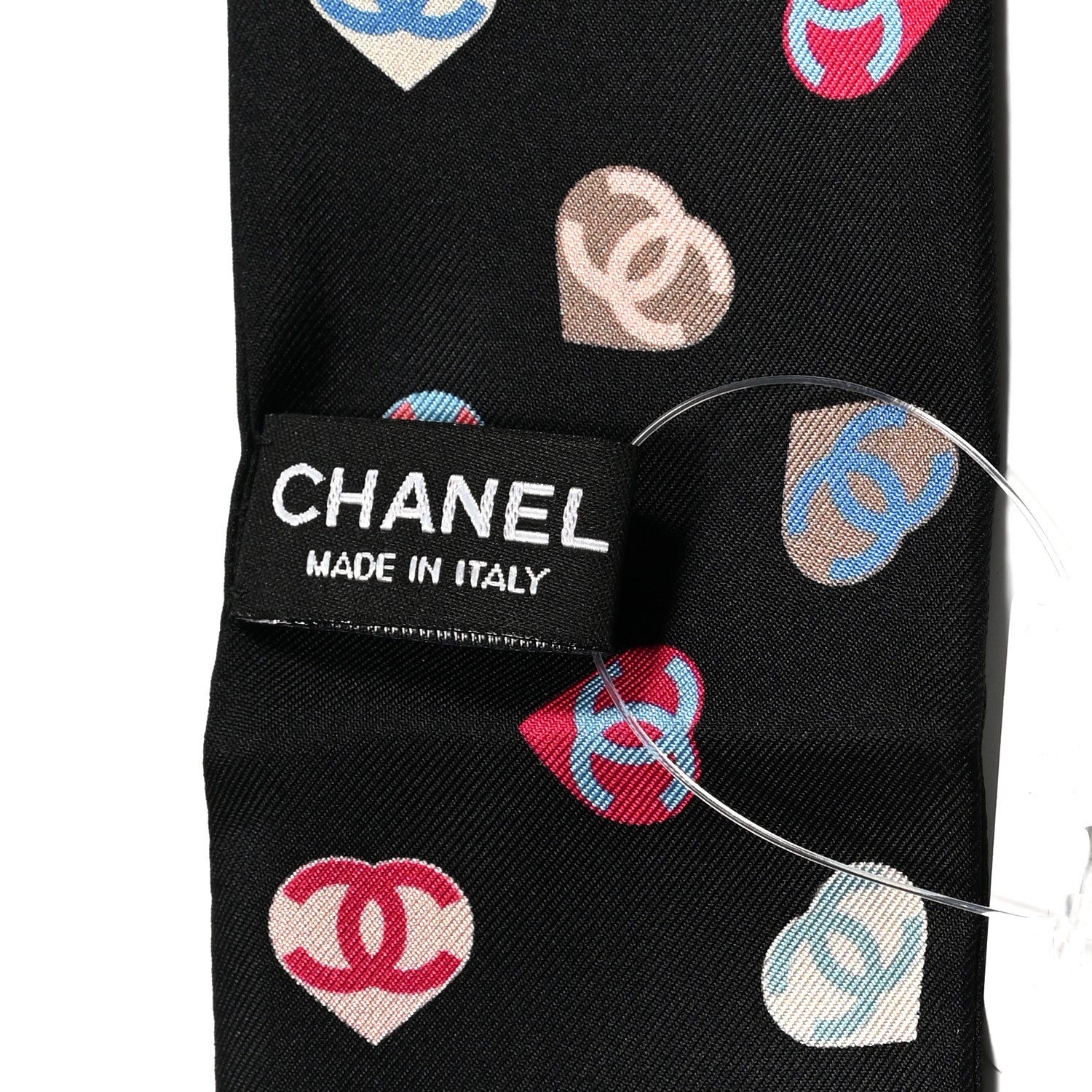 Chanel Silk Heart CC Slim Bandeau Scarf Black 3 of 3