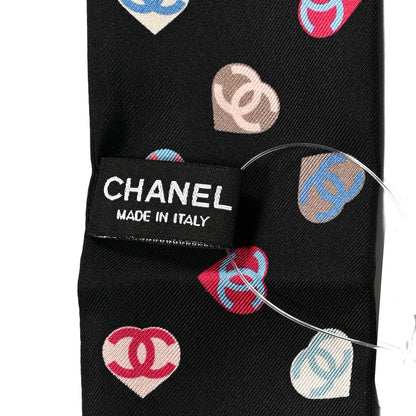 Chanel Silk Heart CC Slim Bandeau Scarf Black 3 of 3