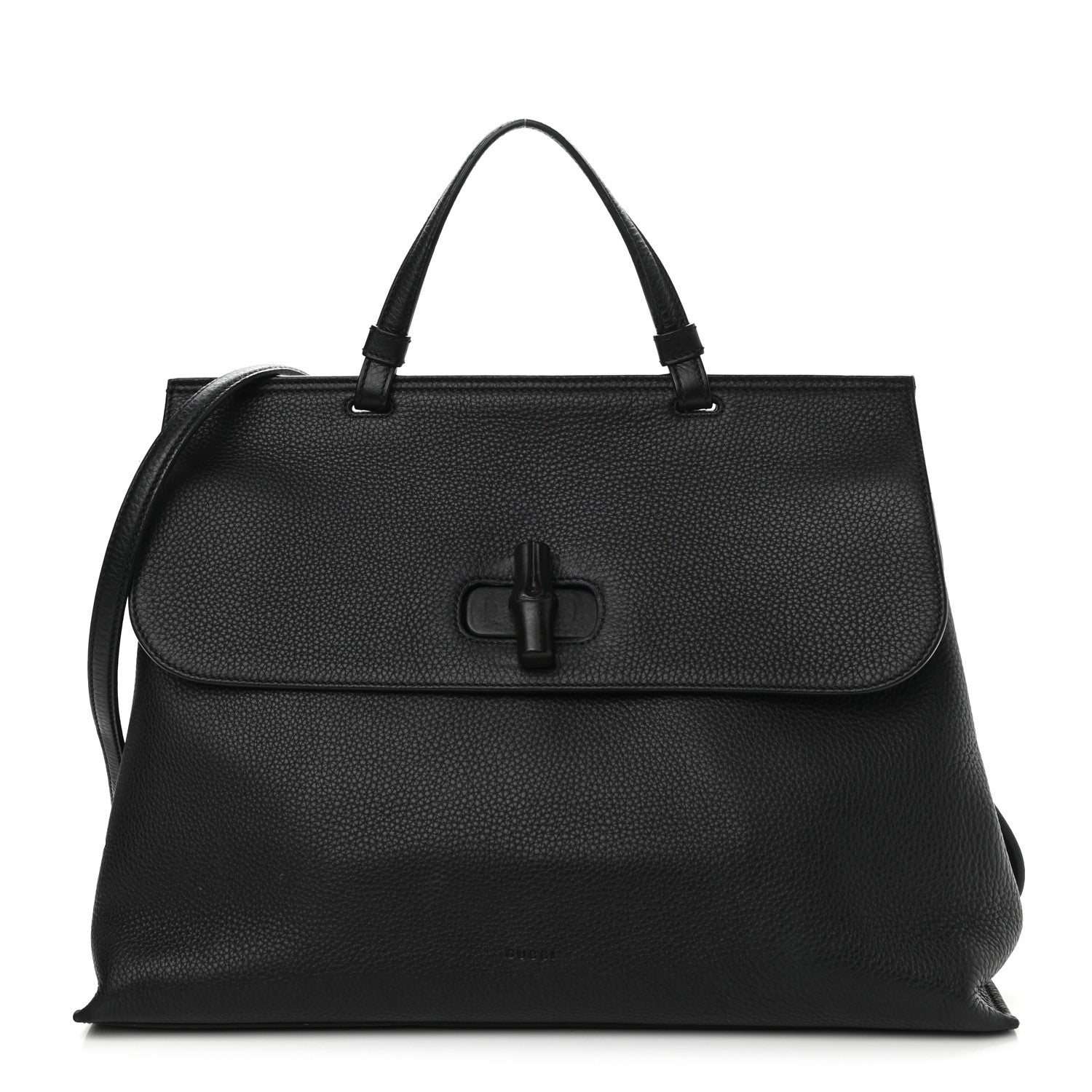 Gucci Pebbled Calfskin Large Bamboo Daily Top Handle Bag Black 1 of 17
