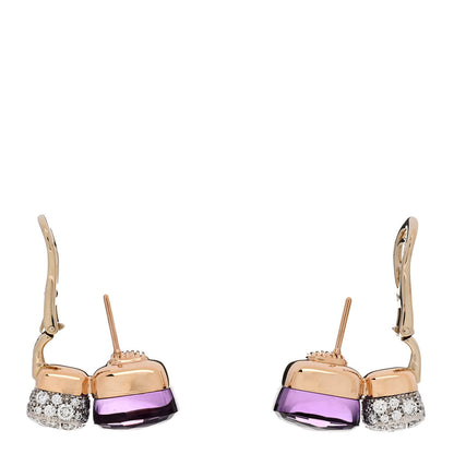 Pomellato 18K Rose White Gold Diamond Amethyst Nudo Earrings 3 of 5