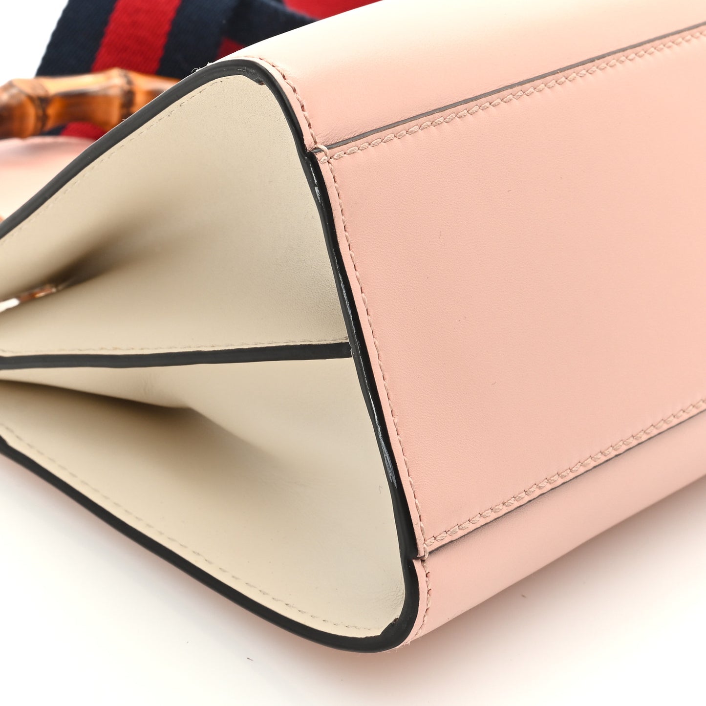 Nappa Bamboo Web Mini Nymphaea Top Handle Bag Perfect Pink Mystic White