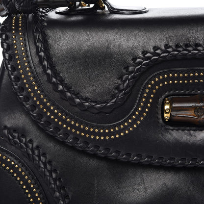Gucci Calfskin New Bamboo Large Top Handle Bag Black 11 of 12