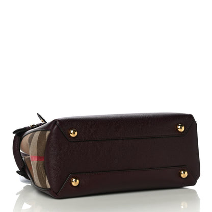 Burberry Derby Calfskin House Check Small Bi-Color Mahogany Red 3 of 9