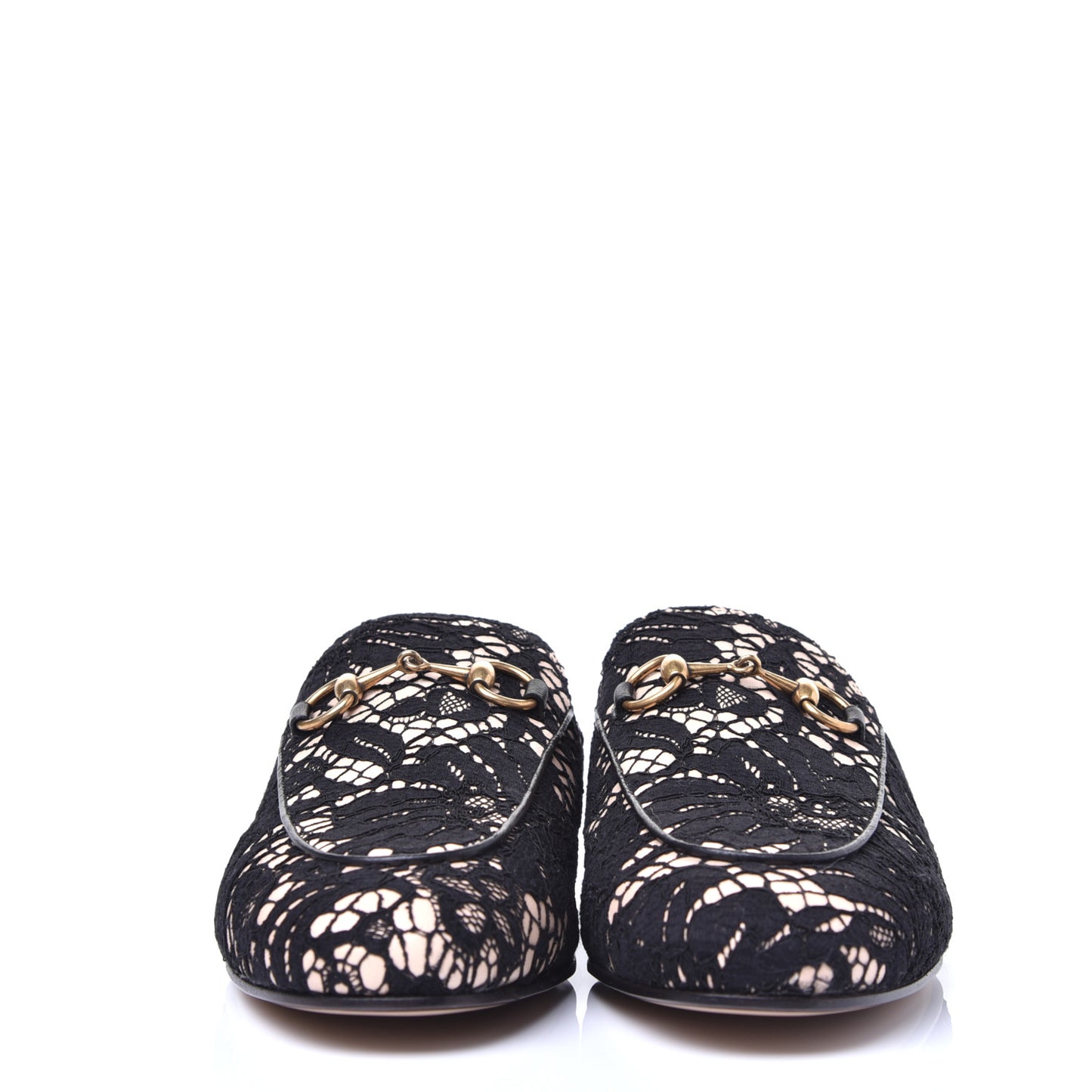 Lace Malaga Kid Womens Princetown Slippers 36.5 Black Skin Rose