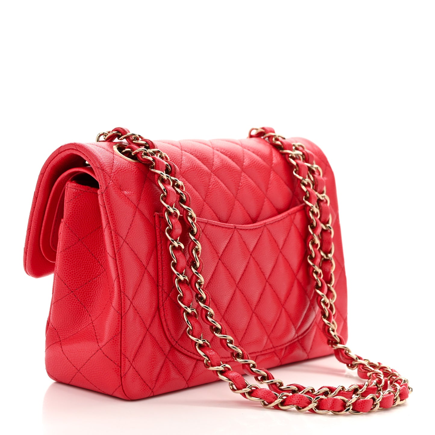 Caviar Quilted Small Double Flap Red