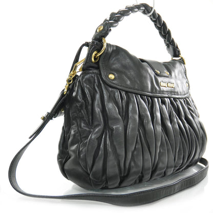 Miu Miu Leather Matelasse Coffer Hobo Black 3 of 10