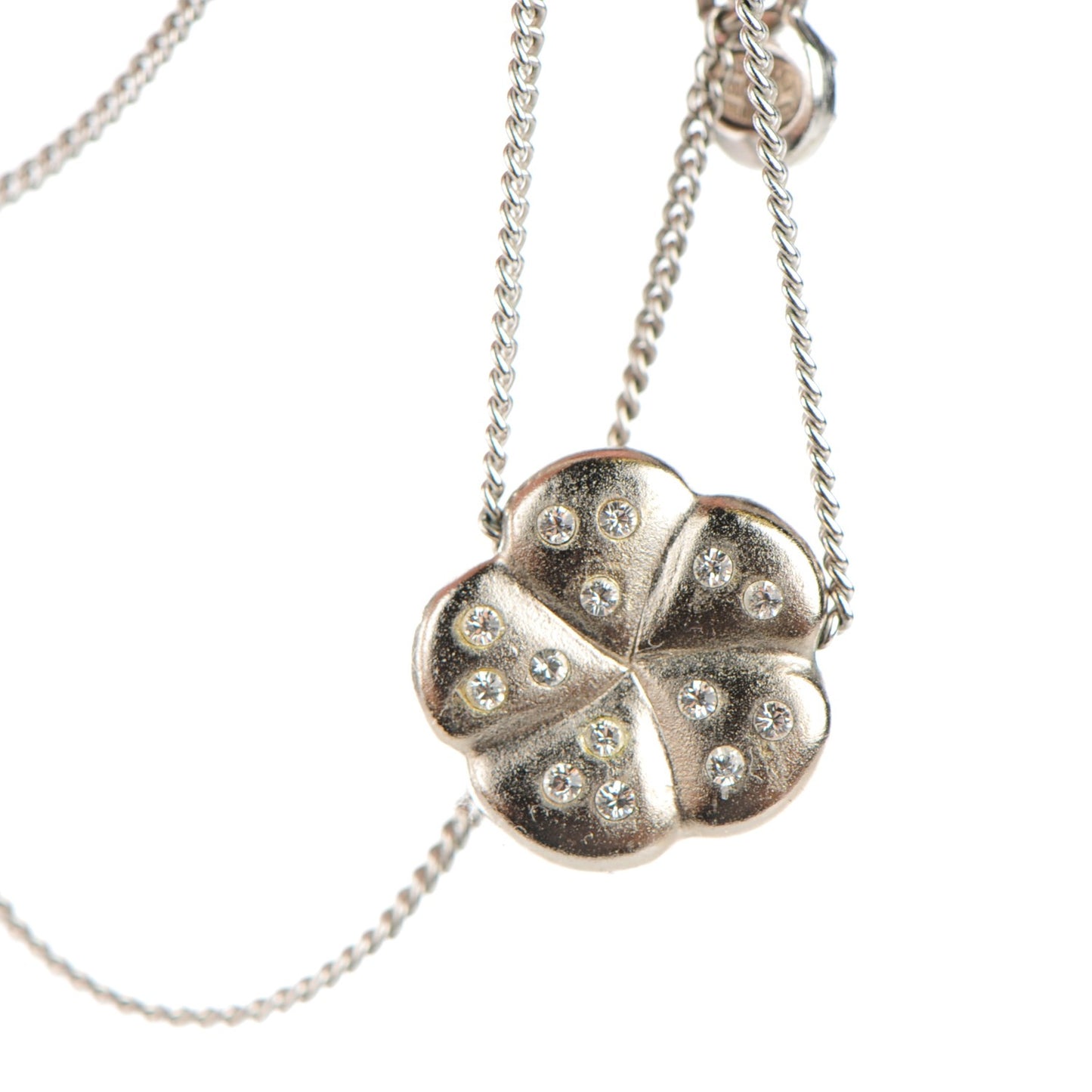 Crystal Camellia CC Necklace Silver