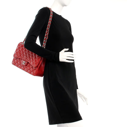Chanel Caviar Quilted Jumbo Double Flap Red 2 of 11