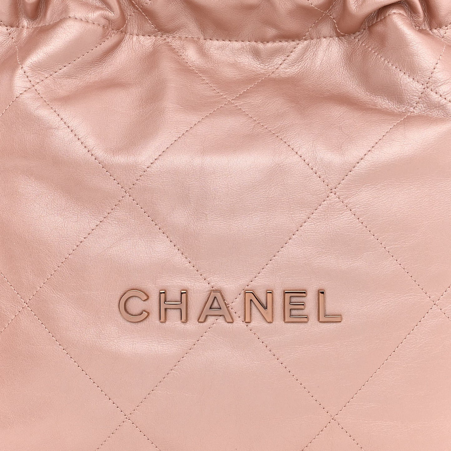 Metallic Calfskin Quilted Small Chanel 22 Pink