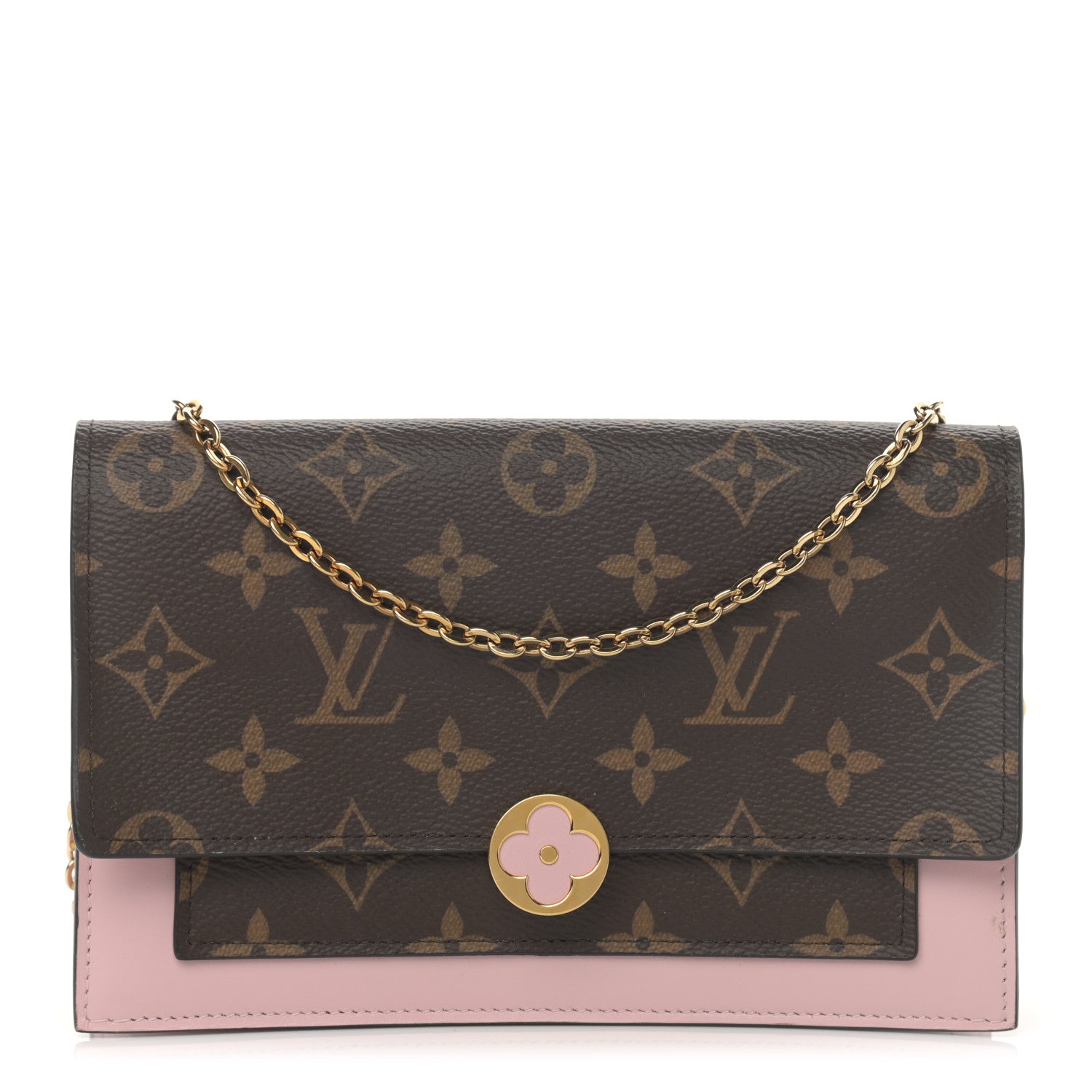 Louis Vuitton Monogram Flore Chain Wallet Rose Ballerine 1 of 11