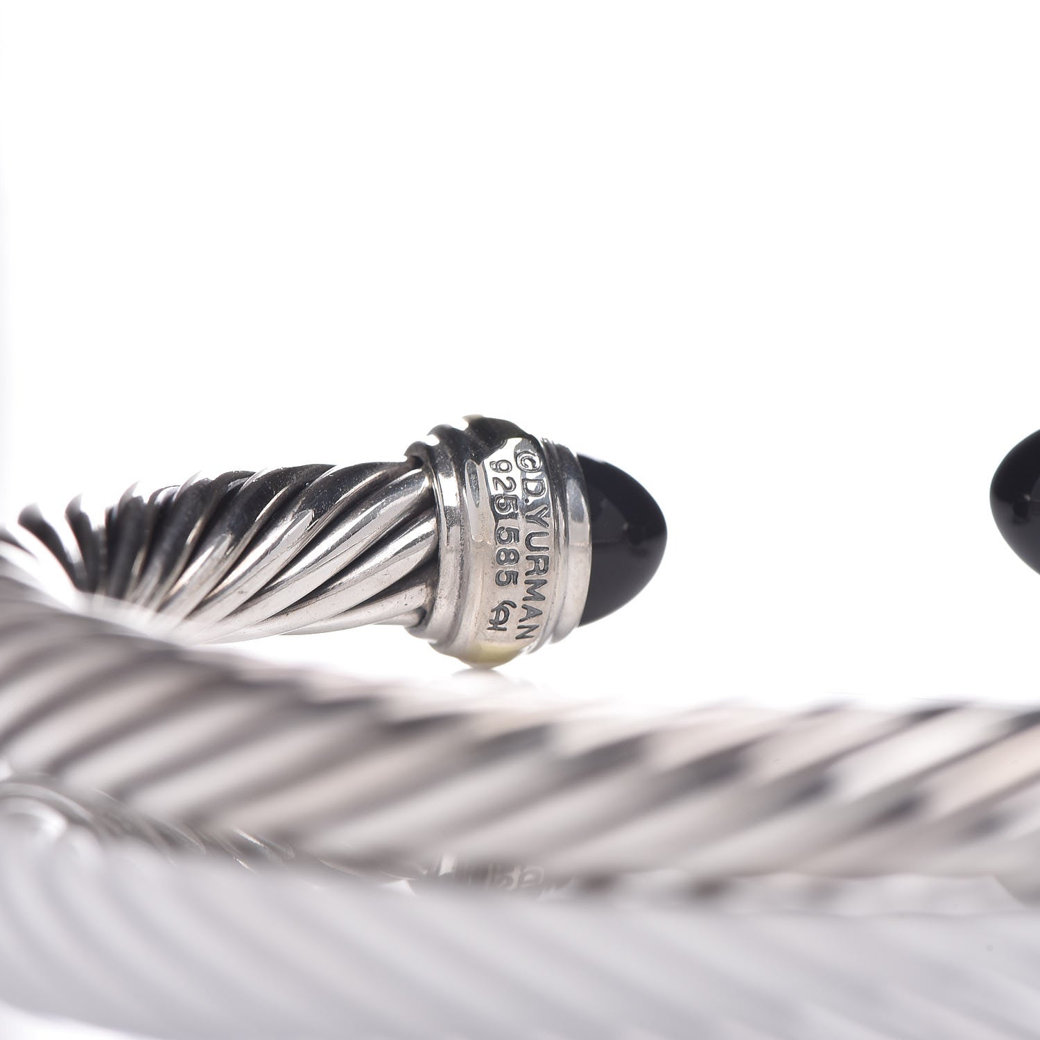 David Yurman Sterling Silver 14K Yellow Gold Black Onyx 7mm Cable Classics Bracelet 4 of 5