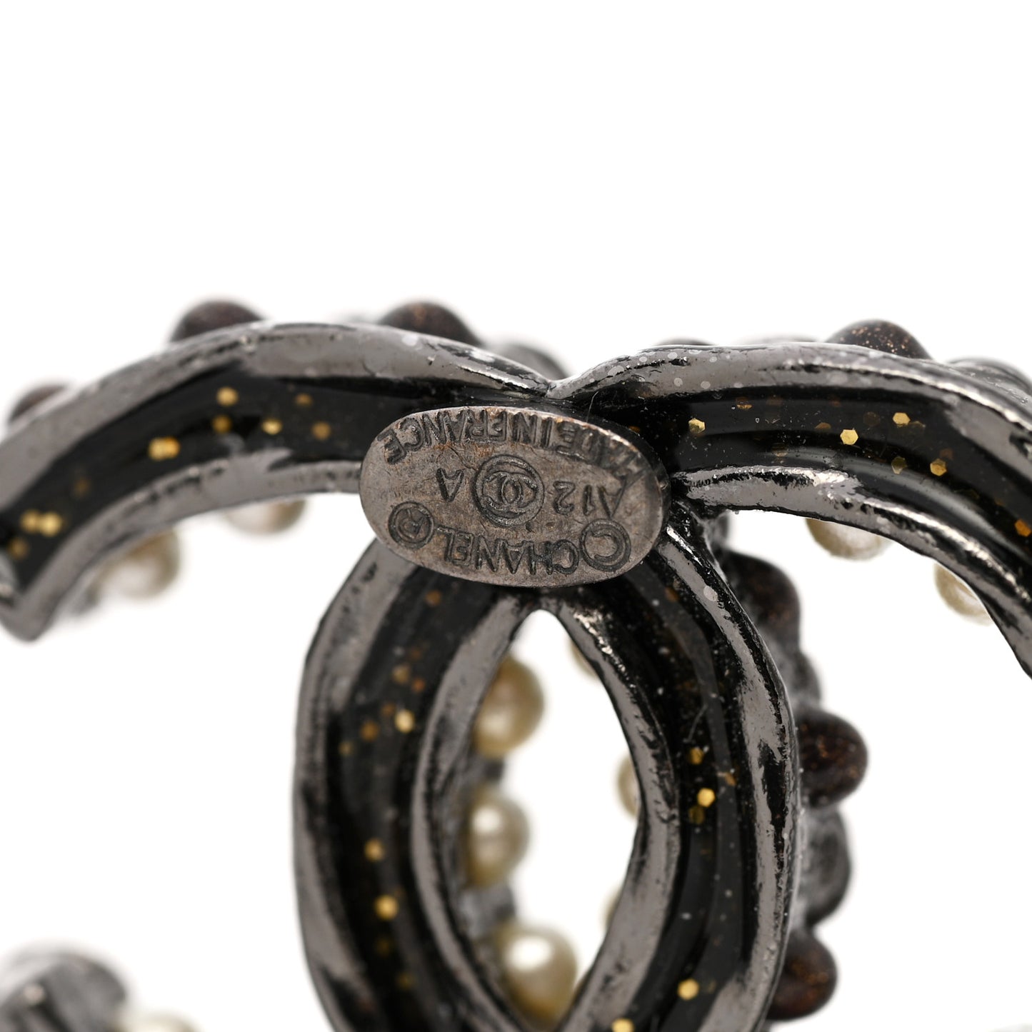 Pearl Bead CC Earrings Black