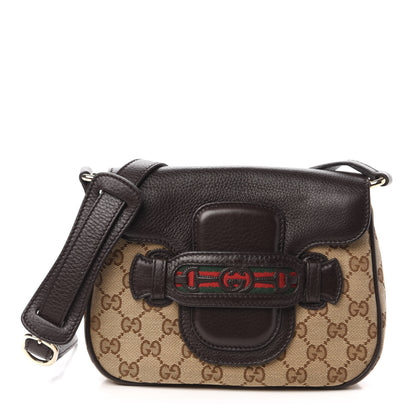 Gucci Monogram Pebbled Calfskin Web Small Dressage Shoulder Bag Dark Brown 1 of 10