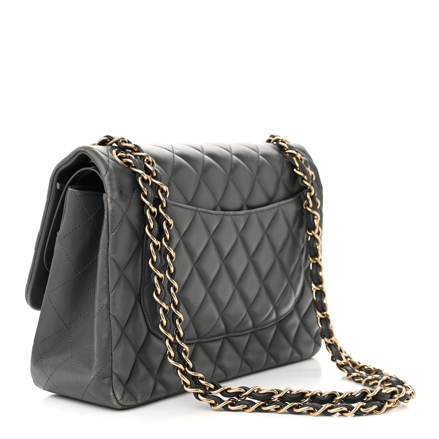 Chanel Lambskin Quilted Jumbo Double Flap Dark Grey 3 of 16