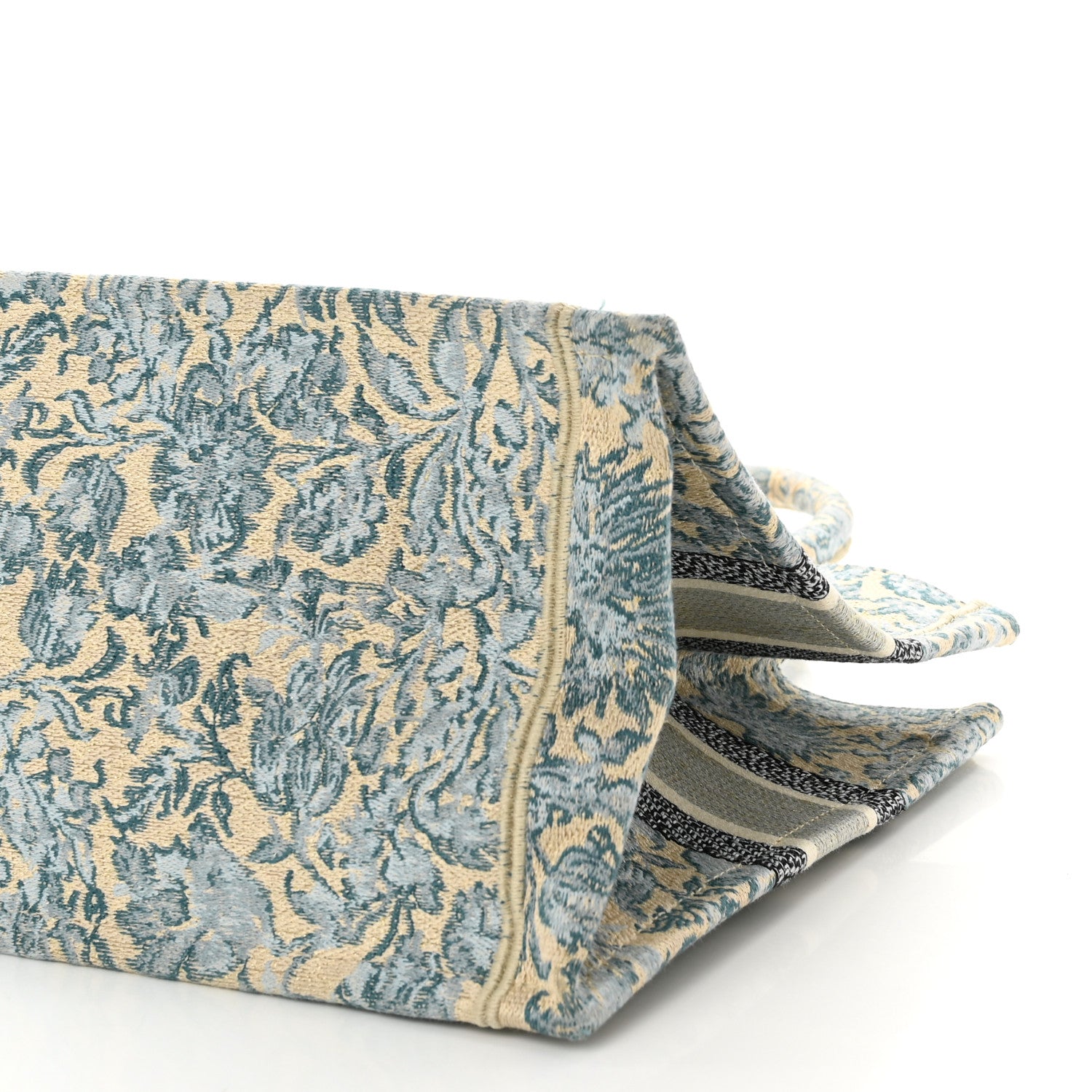 Christian Dior Canvas Embroidered Medium Brocart Book Tote Metallic Blue 10 of 10