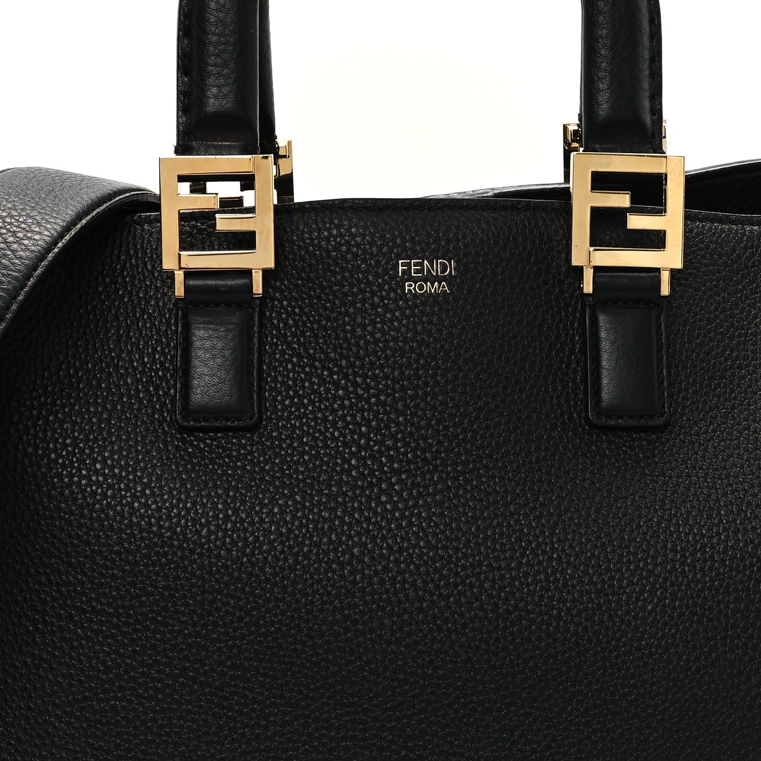 Fendi Cuoio Romano Selleria Medium FF Tote Black 7 of 9