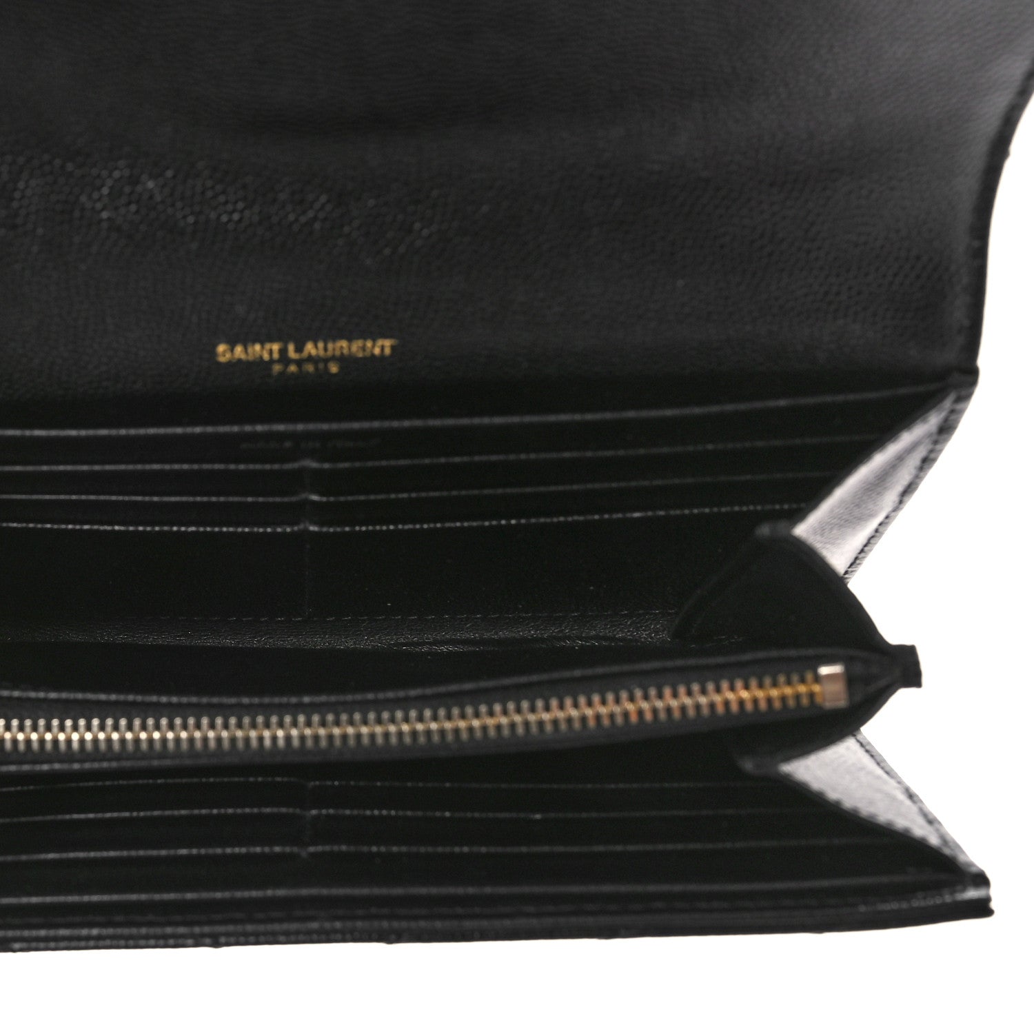 Saint Laurent Grain De Poudre Matelasse Chevron Monogram Flap Wallet Black 5 of 10