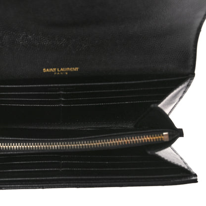 Saint Laurent Grain De Poudre Matelasse Chevron Monogram Flap Wallet Black 5 of 10