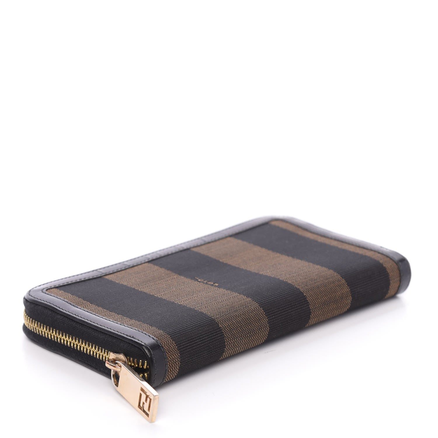 Fendi Pequin Cuoio Vegetale Zip Around Wallet Tobacco Black 4 of 10