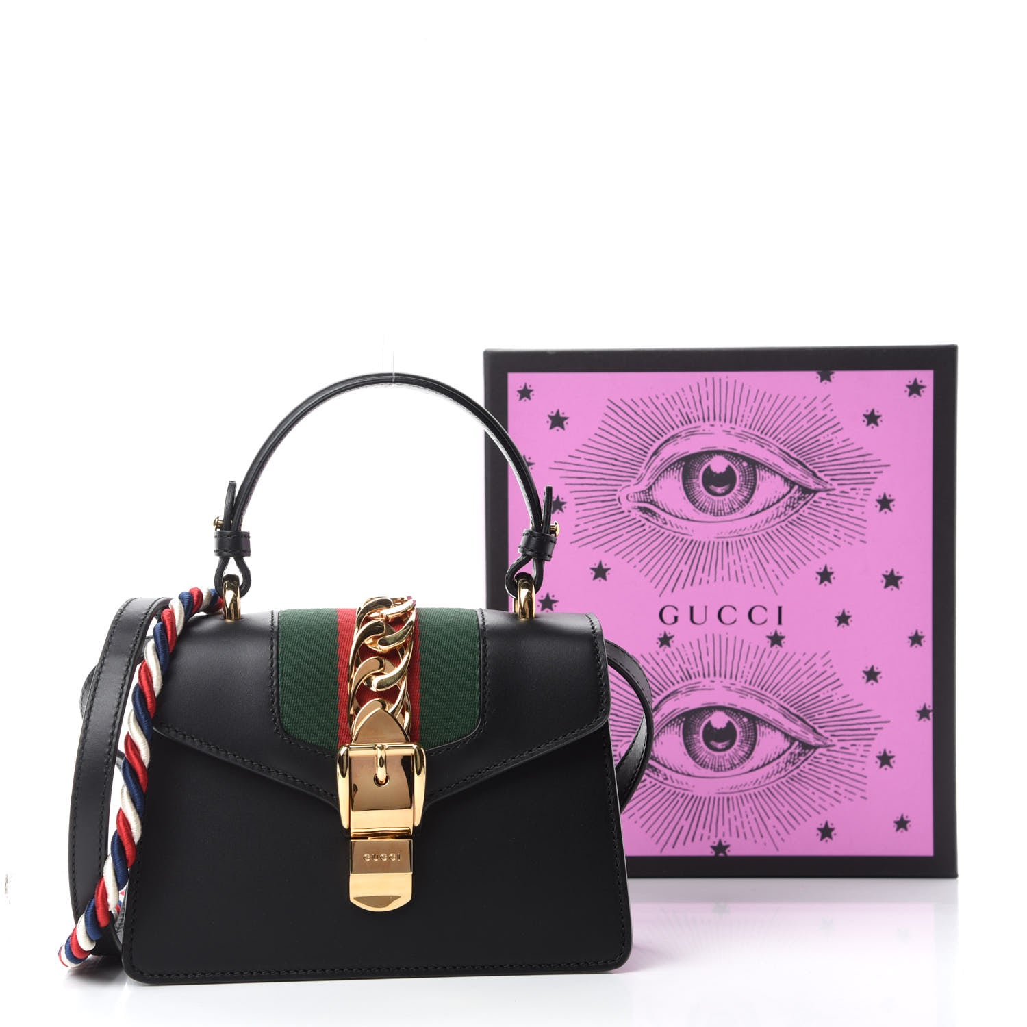 Gucci Calfskin Mini Sylvie Top Handle Bag Black 11 of 11