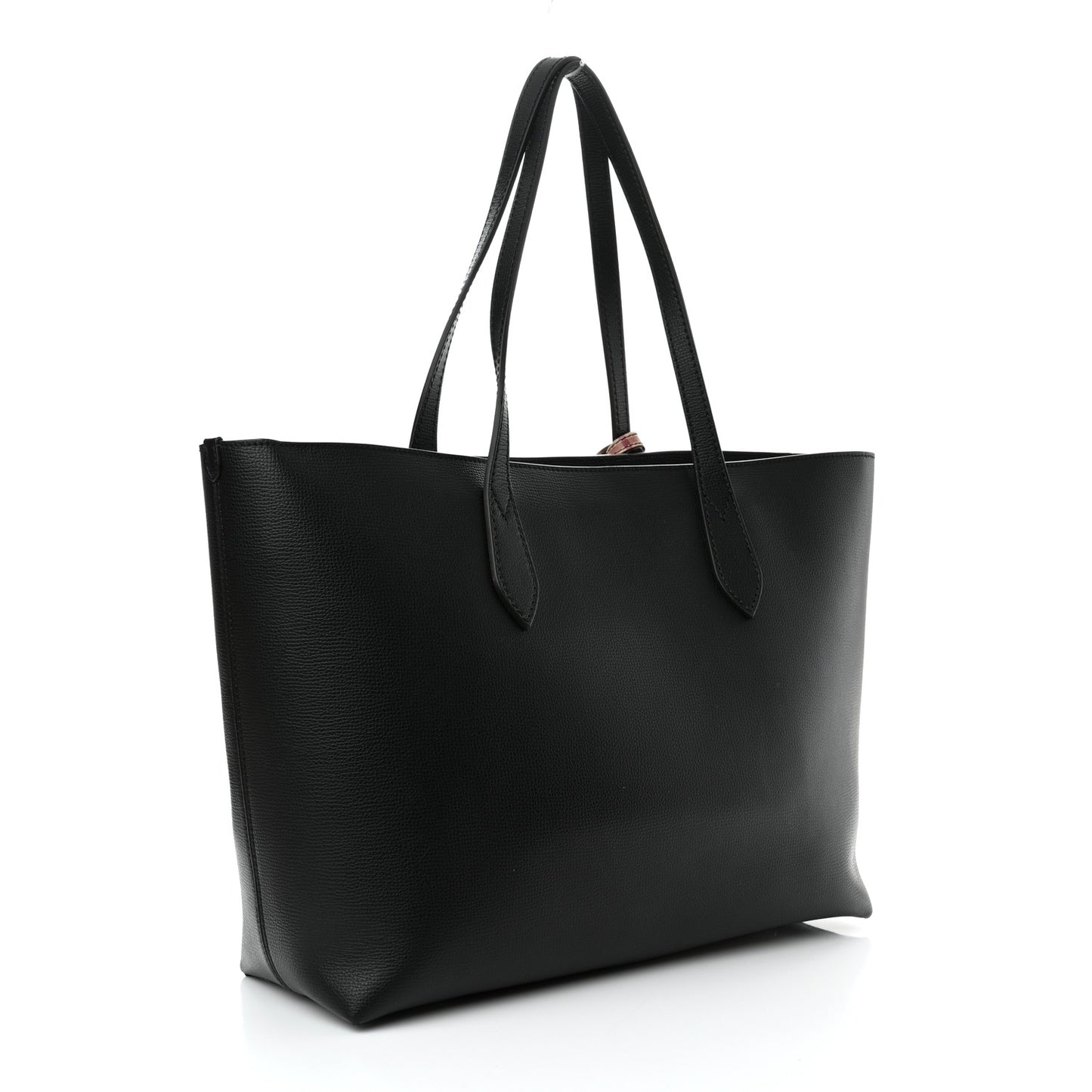 Grainy Calfskin Haymarket Colours Check Medium Zip Tote Black