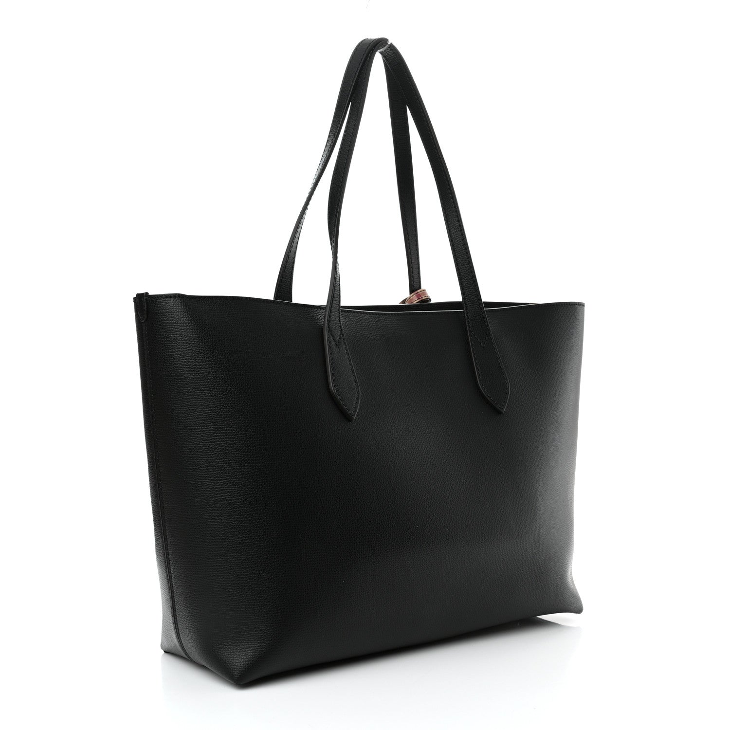 Burberry Grainy Calfskin Haymarket Colours Check Medium Zip Tote Black 3 of 11