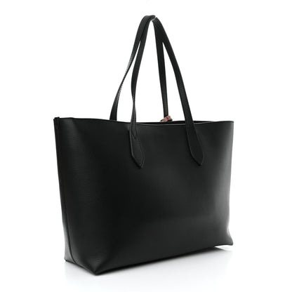 Burberry Grainy Calfskin Haymarket Colours Check Medium Zip Tote Black 3 of 11