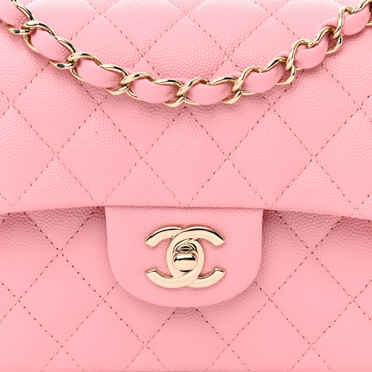 Caviar Quilted Small Double Flap Pink