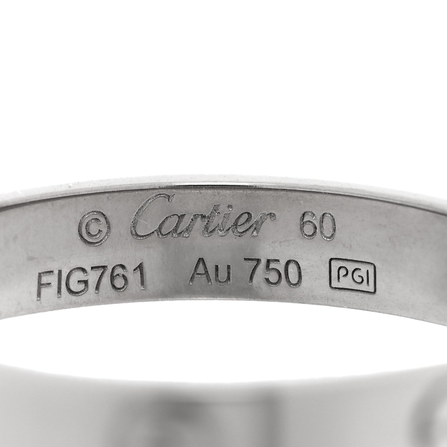 18K White Gold 3.5mm LOVE Wedding Band Ring 60 9
