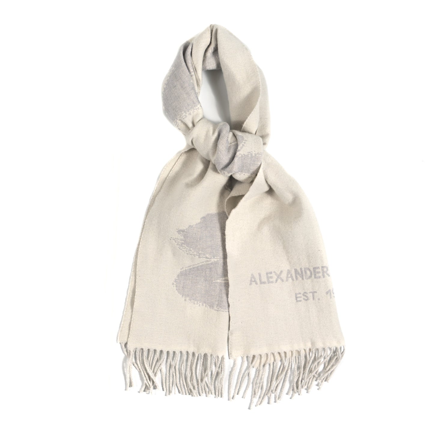 Wool Cashmere Graffiti Logo Scarf White