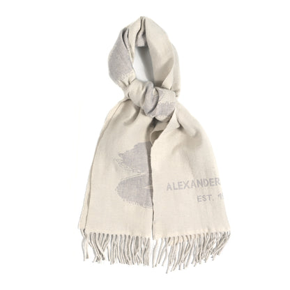 Alexander McQueen Wool Cashmere Graffiti Logo Scarf White 1 of 3