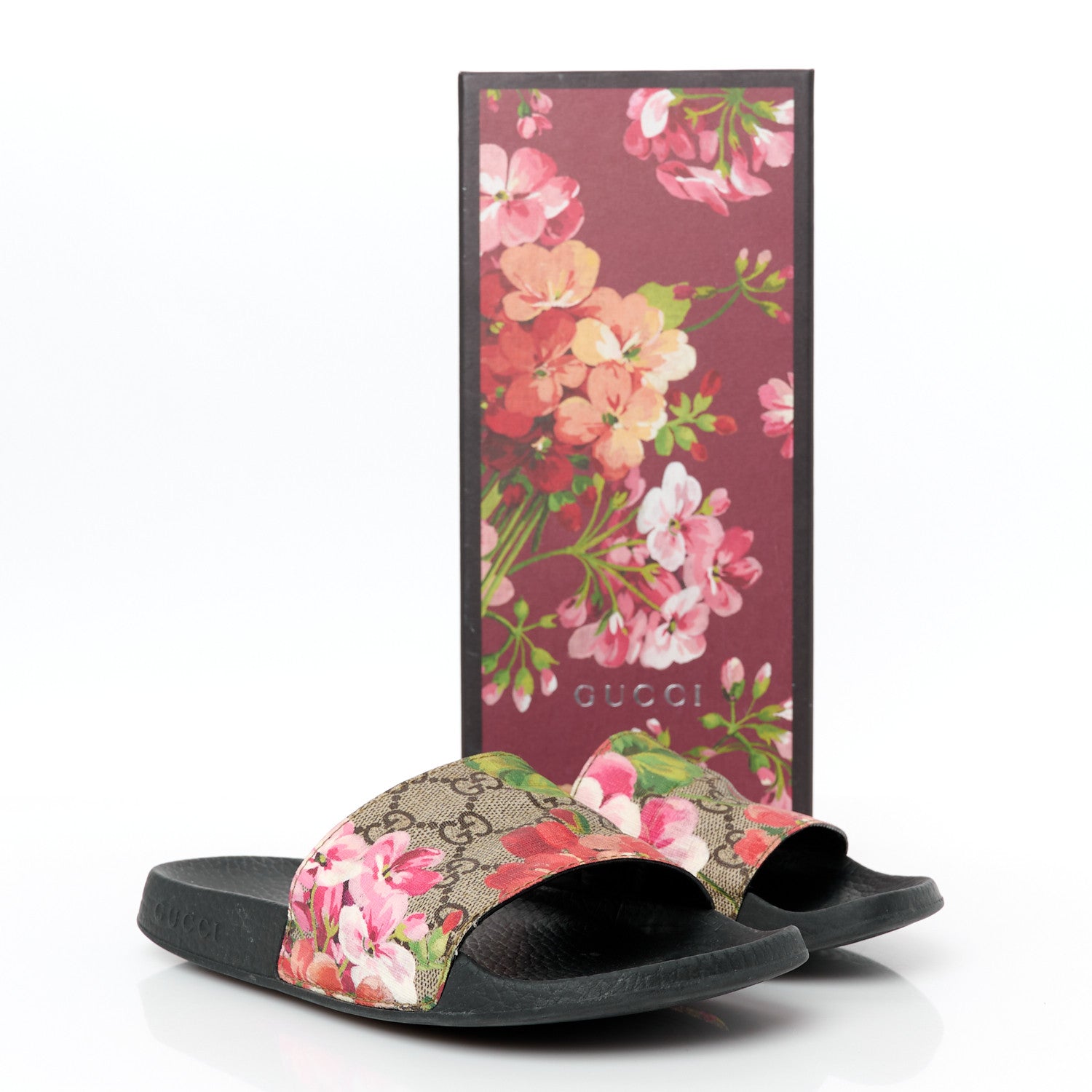 Gucci GG Supreme Monogram Blooms Slide Sandals 36 Beige Multicolor 8 of 8