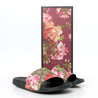 Gucci GG Supreme Monogram Blooms Slide Sandals 36 Beige Multicolor 8 of 8