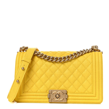 Chanel Caviar Quilted Medium Boy Flap Yellow 1 of 9