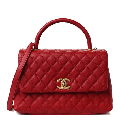 Chanel Caviar Quilted Small Coco Handle Flap Red 1 of 9