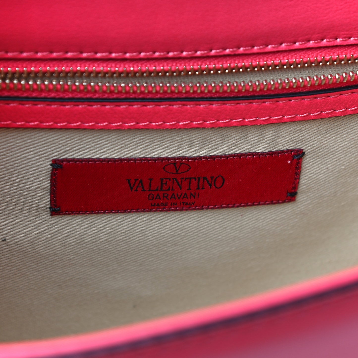 Vitello Medium Glam Lock Rockstud Flap Deep Rose Scarlet Grey Green