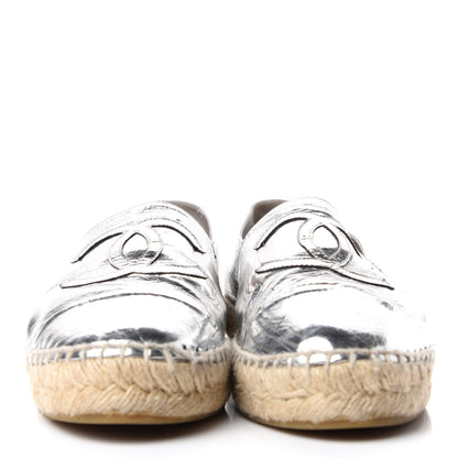 Chanel Laminated Goatskin CC Espadrilles 39 Silver 2 of 12