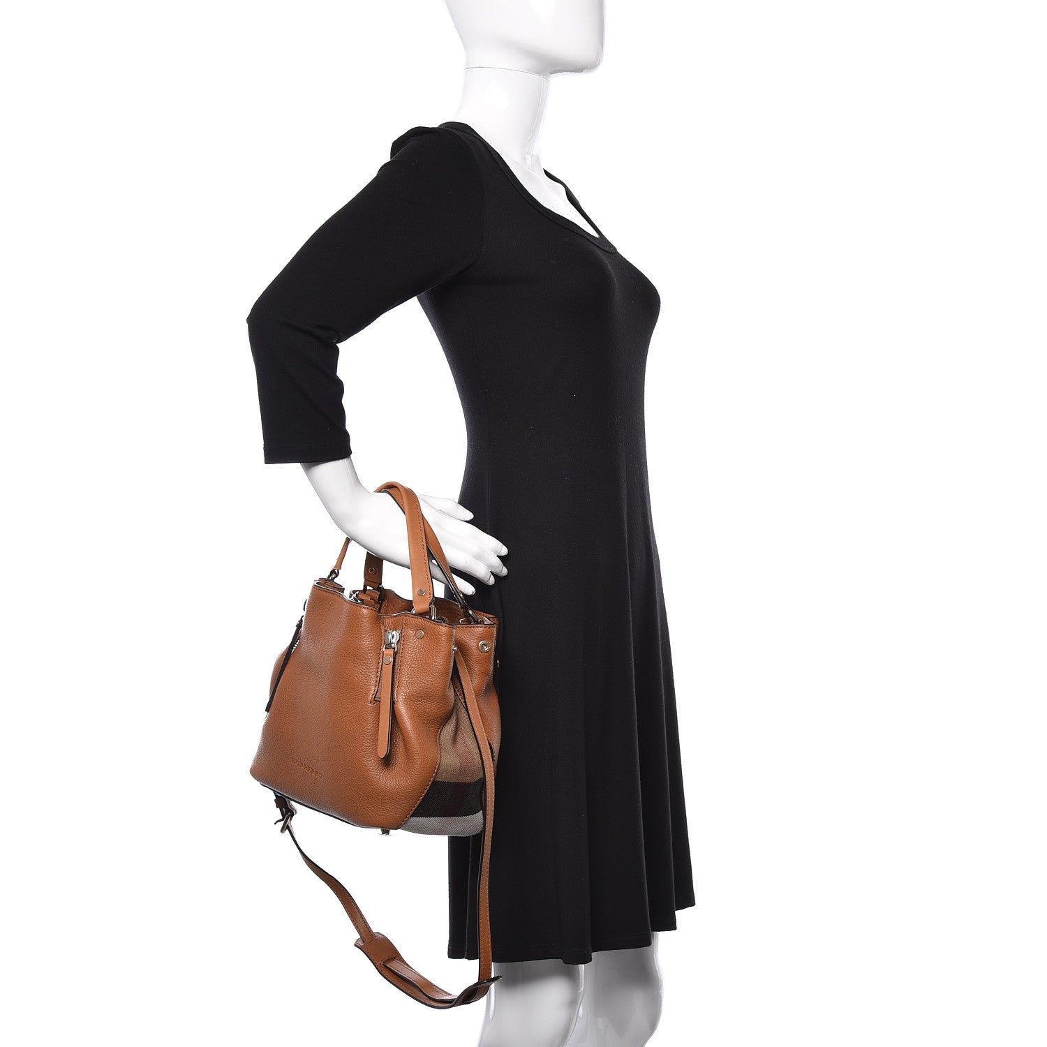 Burberry Grainy Calfskin House Check Small Maidstone Saddle Brown 3 of 10