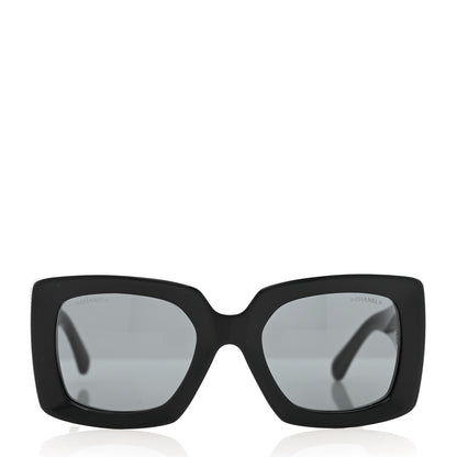Chanel Acetate Rectangle Sunglasses 5435 Black 2 of 8