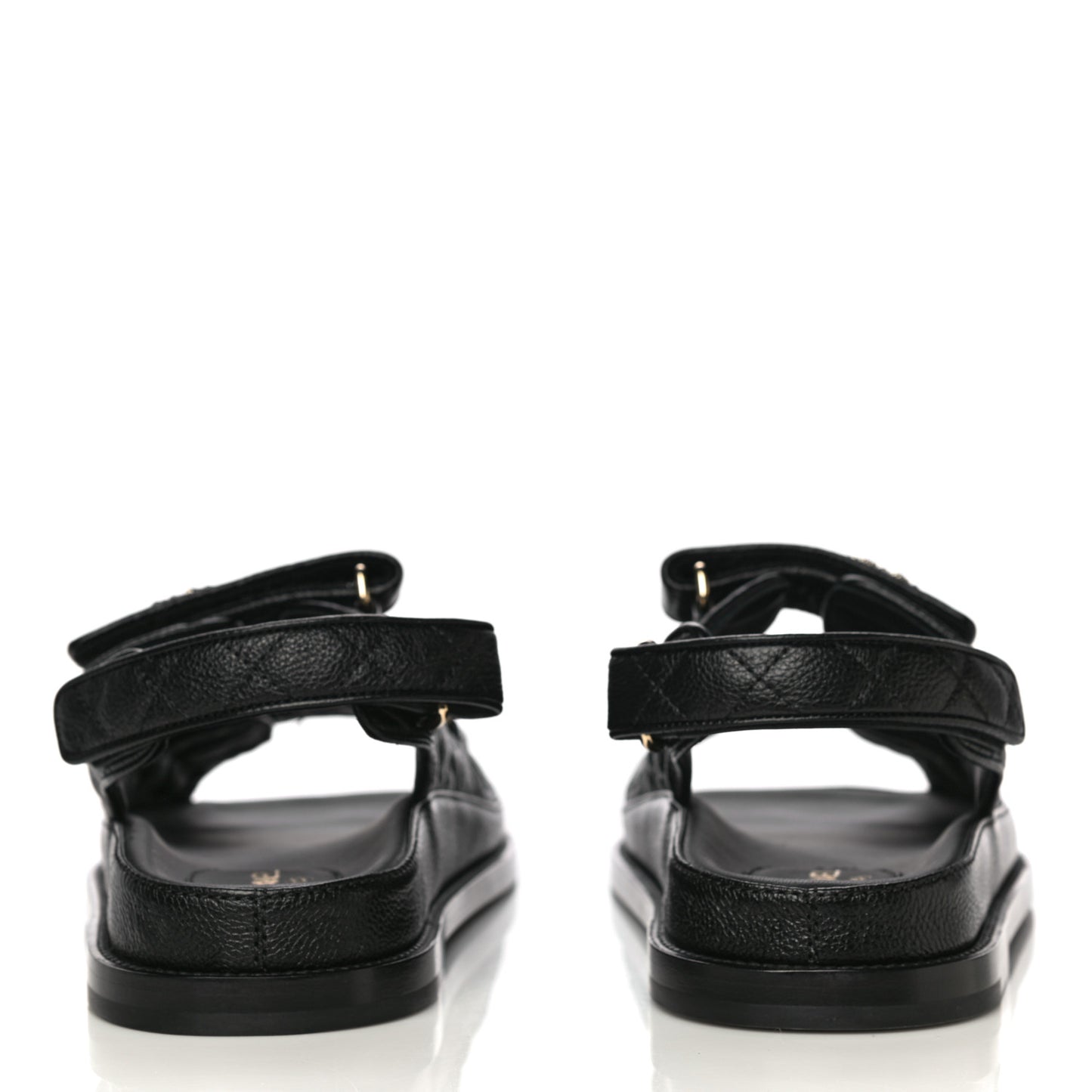 Grained Calfskin Velcro Dad Sandals 40 Black